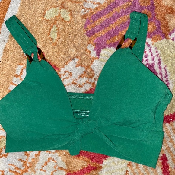 Robin piccone Xs green bikini top tortoise shell tie front bralette Hailey - Picture 4 of 7